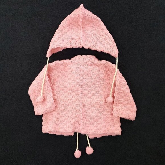 German Vintage Baby Toddler Knit Hat Cap Jacket Outfit Pink 50s Lago Apolda Sz 2 - Picture 3 of 11